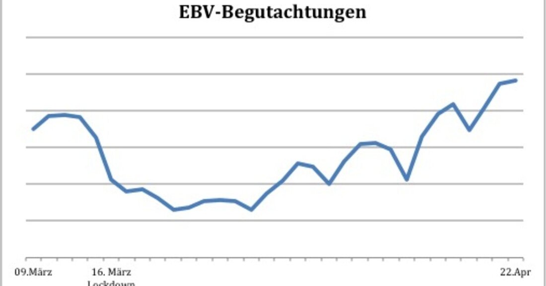 Nach dem Lockdown Mitte März zeigen die EBV-Zahlen einen eindeutigen Trend: Die Begutachtungen nehmen wieder konstant zu.