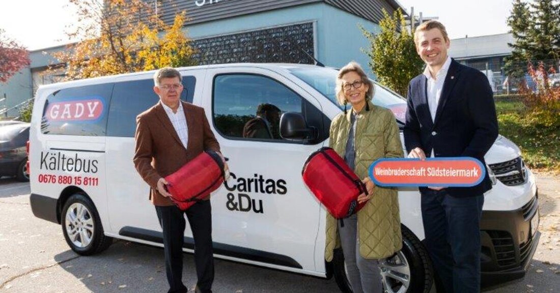 Ein solidarisches Weihnachtsgeschenk gibt es heuer von der Weinbruderschaft Südsteiermark und dem Autohaus Gady: Ein geeignetes Fahrzeug für das mobile Team der Caritas-Winternothilfe. 