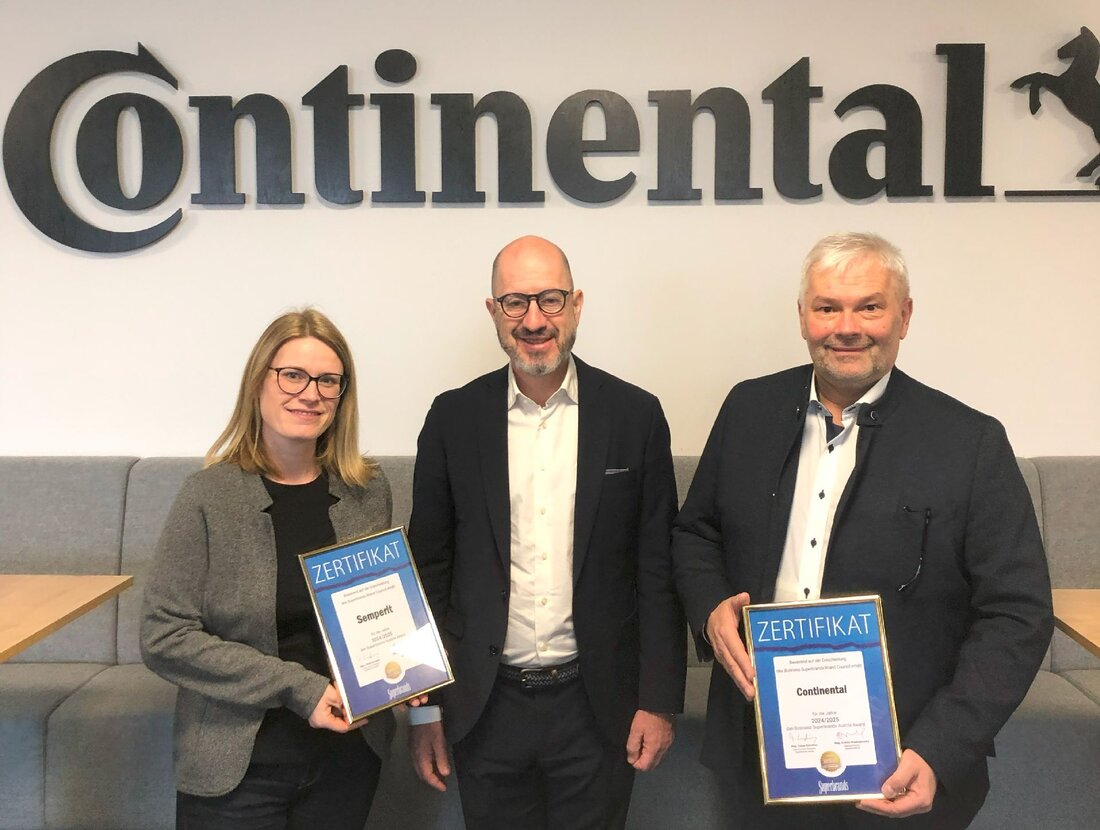 Continental Reifen Austria wurde mit dem Business Superbrands Austria Award 2024/2025 ausgezeichnet.