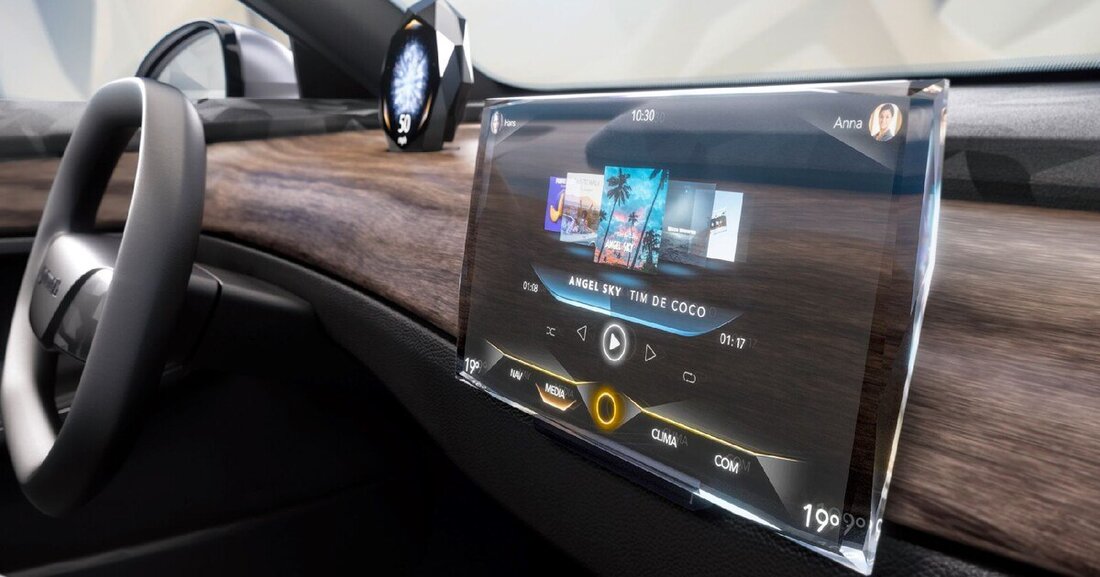 Continental präsentiert auf der CES 2024 das erste Automobildisplay, das vollständig in einen Kristall integriert ist.
