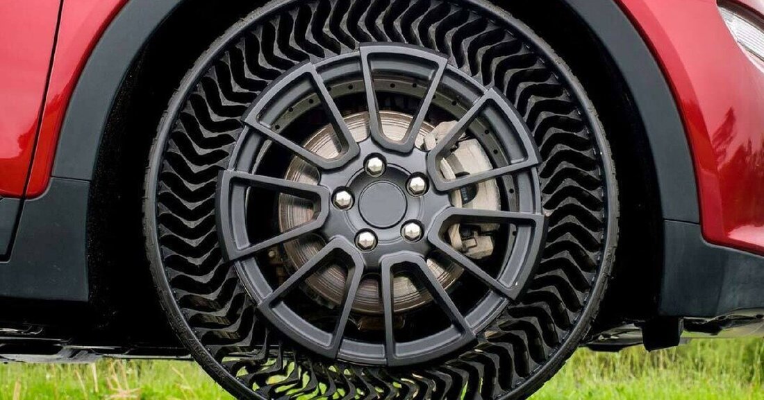 Michelin stellte mit dem Uptis-System vor Jahren einen luftlosen Prototypenreifen vor. 2024 soll die Markteinführung folgen.