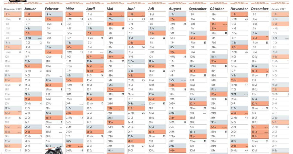 Jahreskalender/Wandplaner im Online-Shop bei Reifen Göggel