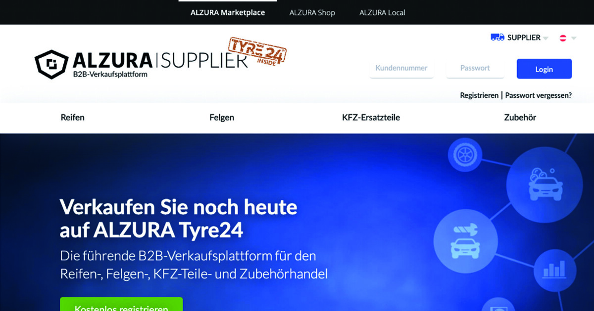 Neuer Lieferanten-Login auf Alzura Tyre24